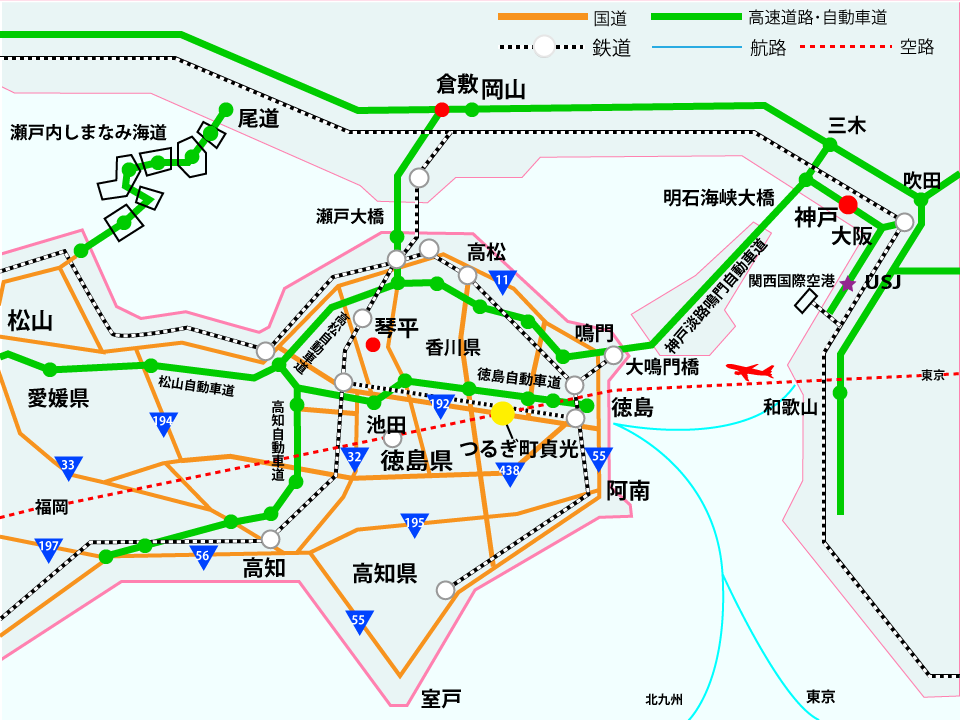 阿波市のアクセス地図
