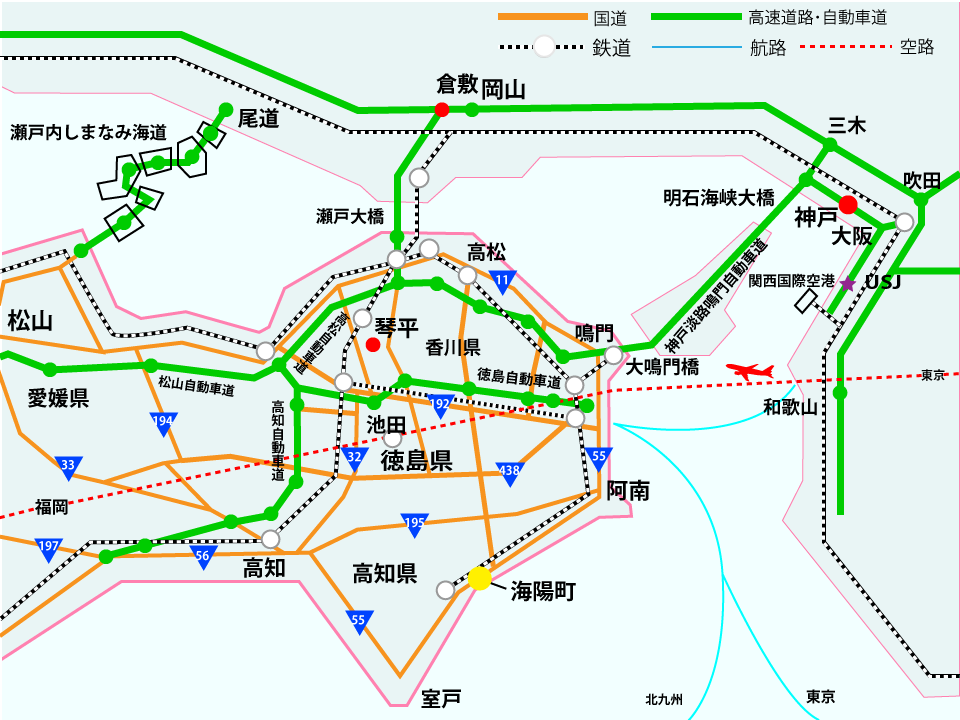 海陽町のアクセス地図